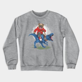 Pug Riding T-Rex Crewneck Sweatshirt